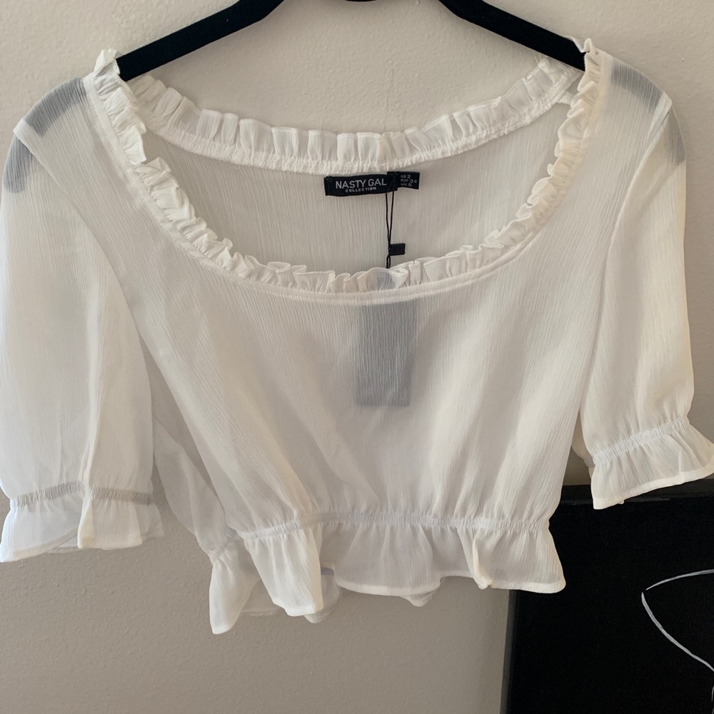 nasty gal white peasant top
